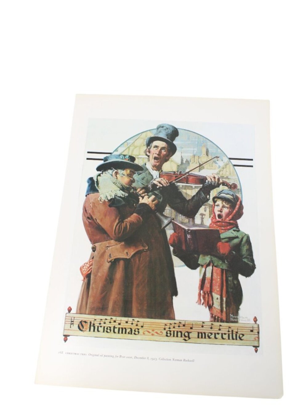 Christmas Trio Post Cover 1923 Reprint Print Norman Rockwell Print Vintage 94710